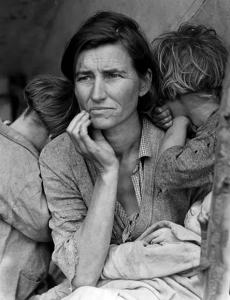 Migrant Mother by Dorothea Lange, on view at the Oakland Museum of California